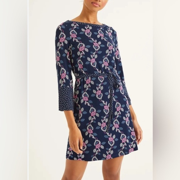 Boden Dress Womens Navy Pink Floral Vine Amy
Jersey 3/4 Sleeve Shift Belt - Picture 2 of 9